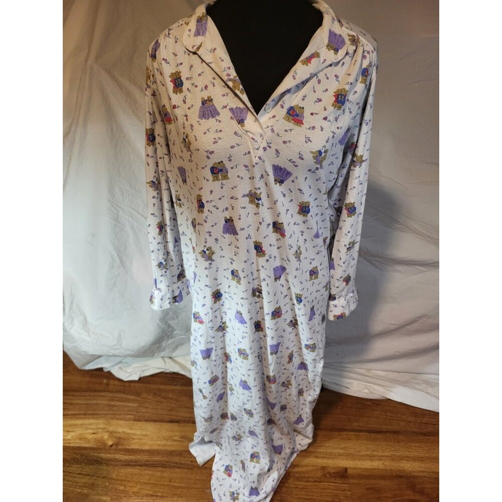 Vintage J Christopher Size‎ M Romantic Teddy Bear Nightgown